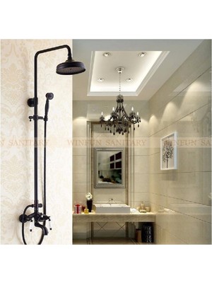 Özgürce Antik Mat Siyah Banyo Duş Seti, 5 Yıl Garantili, Modern Tasarım