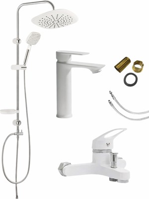 Özgürce 3'lü Full Lüx Set, Banyo Lavabo ve Duş Bataryası, Şık ve Dayanıklı