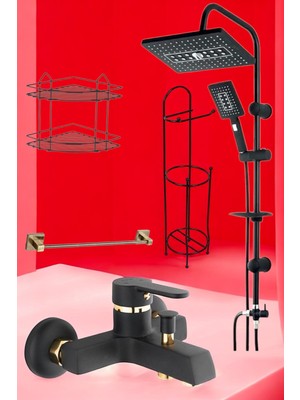 Özgürce Modern Banyo Seti, Robot Duş, Batarya, Köşeli Havluluk ve Wc Kağıtlık