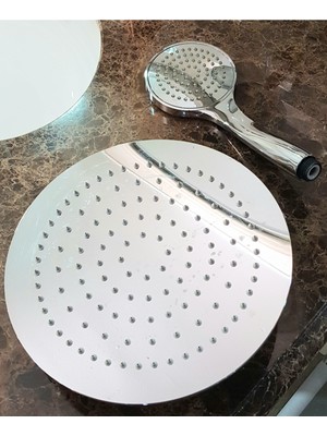 Özgürce Yuvarlak Duş Başlığı Ankastre Tavandan 24 Cm, El Duşu ile Kombinasyon