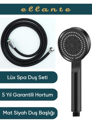 Özgürce 5 Fonksiyonlu Mafsallı Siyah Mat Duş Başlığı ve Seti