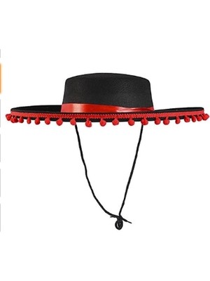 İlk El Grup Ieg™ Kırmızı Ponponlu Siyah Renk Çocuk Ispanyol Şapkası