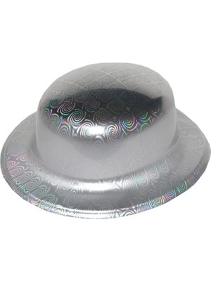 İlk El Grup Ieg™ Gümüş Renk Hologramlı Plastik Yuvarlak Melon 27X24 cm