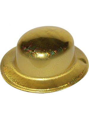 İlk El Grup Ieg™ Altın Renk Hologramlı Plastik Yuvarlak Melon 27X24 cm