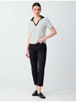 Jimmy Key Siyah Yüksek Bel Normal Paça Örme Pantolon