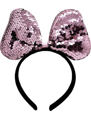 İlk El Grup Ieg™ Renk Değiştiren Pullu Payetli Fiyonk Parti Tacı Pembe Gümüş Renk 20X16 cm