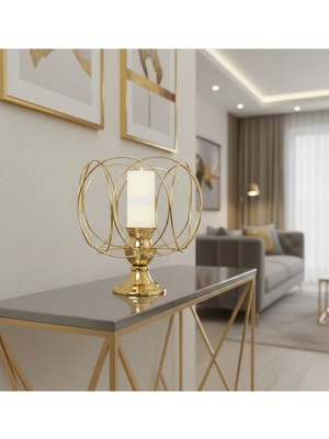 Decodelight Modern Dekoratif Gold Kaplama Olimpiyat Model Tel Şamdan Ayaklı Mumluk Masa Üstü Dekor