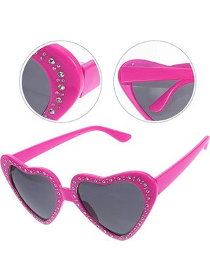 İlk El Grup Ieg™ Kalp Şekilli Taşlı Parti Gözlüğü Pembe Renk 6X16 cm