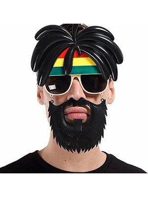 İlk El Grup Ieg™ Rasta Peruklu Rasta Sakallı Bob Marley Bıyıklı Parti Gözlüğü 27X18 cm
