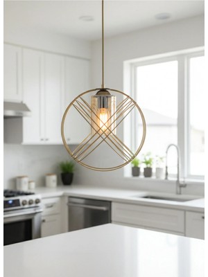 Decodelight Eskitme Endüstriyel Bakır Duy Dünya Model Metal 30 cm Camlı Tekli Sarkıt Avize Aydınlatma