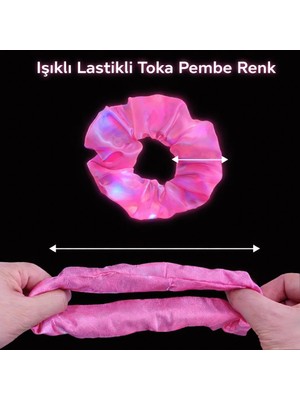 İlk El Grup Pembe Renk LED Işıklı Lastikli Saç Tokası - 3 Modlu Festival  Parti Saç Tokası Tkç(Itd)