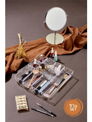Özgürce 9 Parça Ayarlanabilir Çekmece Içi Düzenleyici Makyaj ve Takı Organizer