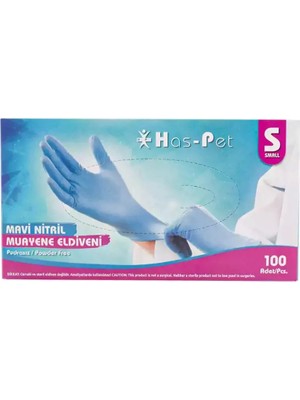 Has-pet Cerrahi Mavi Nitril Eldiven 100'lü Paket S Beden Muayene Eldiveni Unisex Kullanıma Uygun