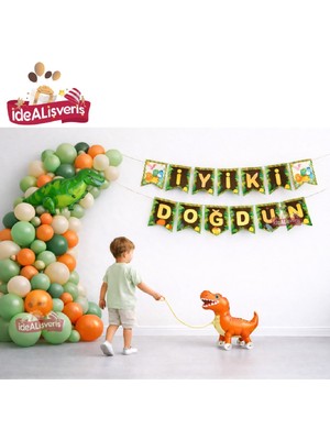 Bkmc Party Dinozor Doğum Günü Süsleme Seti Yürüyen Dinozor Balon Gold Rakam Folyo Iyi Ki Doğdun Banner1-9 Yaş Varyantlı Doğum Günü Parti Seti Süsü