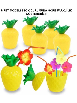 İlk El Grup Ananas Hawaii Luau Aloha Pipetli Içecek Kabı Bardak 10X13 cm 1 Adet Tkç(Itd)