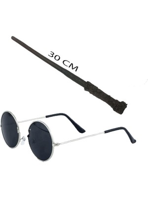 İlk El Grup Harry Potter Asası 30 cm ve Siyah Metal Çerçeveli Harry Potter Gözlüğü Seti Tkç(Itd)