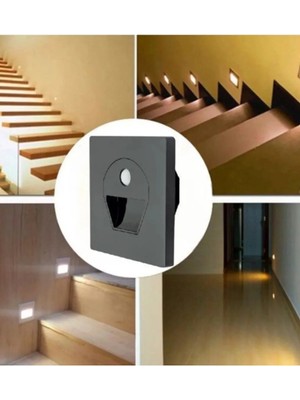 Cata Ct 5170 1W Füme Kasa Sensörlü Koridor Aydınlatması 3200K Gün Işığı