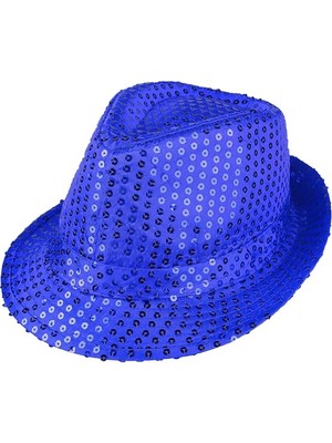 İlk El Grup Disko  Mavi Payetli Fötr Şapka Yetişkin Boy Tkç(Itd)