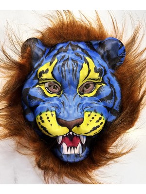 İlk El Grup Kahverengi Yeleli Saçlı Mavi Yüzlü Kurt Kaplan Maskesi Mega Peluş 38 No Tkç(Itd)