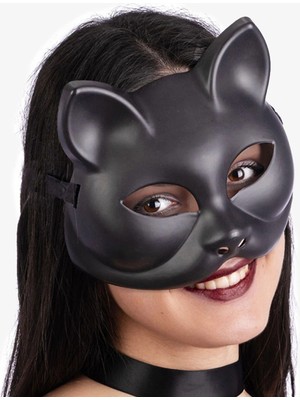 İlk El Grup Siyah Renk Lüks Kedi Maskesi 12X13 cm Tkç(Itd)