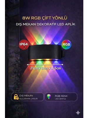 Econa ECN-21347 8W Rgb Çiftyönlü 4’lü Dış Mekan LED Aplik – Dekoratif & Renkli Aydınlatma!