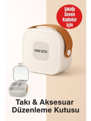 Özgürce Mini Takı Kutusu 4 Bölmeli Seyahat Düzenleyici Beyaz