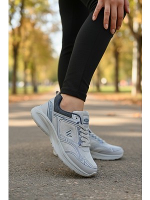 Enoch Kadın File Panelli Bağcıklı Yüksek Tabanlı Spor Ayakkabı