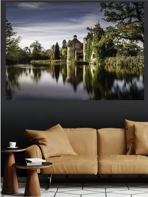 Mushen Studio Eski Kale Göl Manzarası Kanvas Tablo Büyük Boy Tarihi Şato Doğa Duvar Posteri Dekor