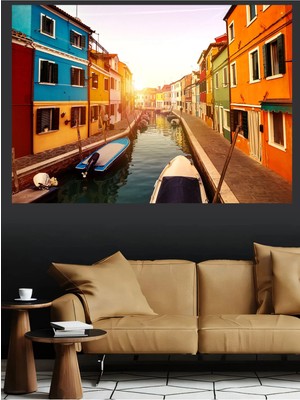 Mushen Studio Burano Renkli Kanalları Kanvas Tablo