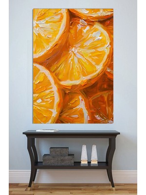 Mushen Studio Portakal Dilimleri Yağlıboya Tablo - Turuncu Dokulu Meyve Natürmort Duvar Sanatı
