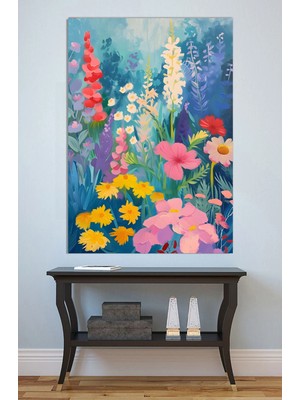 Mushen Studio Renkli Yabani Çiçek Bahçesi Kanvas Tablo Yağlı Boya Efektli Bahar Doğa Duvar Dekoru