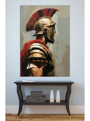 Mushen Studio Spartalı Savaşçı Portresi Tablo - Altın Kasklı Yunan Asker Yağlıboya Tarzı Duvar Sanatı