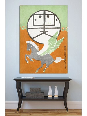 Mushen Studio Uçan At Pegasus Japon Ukiyo-E Kanvas Tablo Vintage Mitolojik Duvar Dekoru