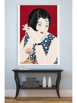 Mushen Studio Kobayashi Kiyochika Tarzı Sigara Içen Kadın Kanvas Tablo Japon Retro Portre Duvar Dekoru