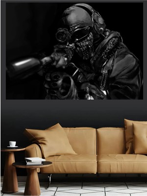 Mushen Studio Call Of Duty Ghost Skull Mask Karakter Kanvas Tablo