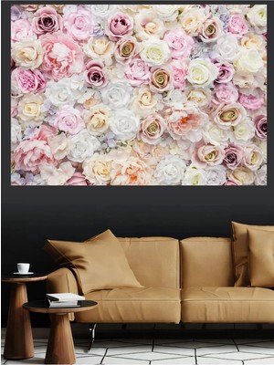 Mushen Studio Sarı Papatya Çiçekleri Beyaz Buket Doğal Kanvas Tablo