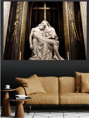Mushen Studio Pietà Meryem Isa Heykeli Michelangelo Vatikan Kanvas Tablo