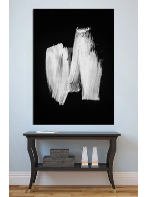 Mushen Studio Siyah Beyaz Soyut Fırça Darbeleri Tablo - Minimalist Monokrom Duvar Sanatı