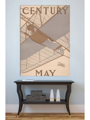 Mushen Studio Century May Vintage Uçak Posteri Tablo - Retro Havacılık Kadın Pilot Duvar Sanatı