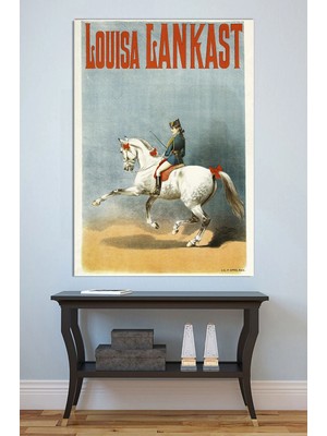 Mushen Studio Louisa Lankankast Atlı Sirk Portresi Tablo - Vintage Sirk Poster Retro Duvar Sanatı