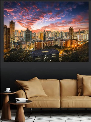 Mushen Studio Hong Kong Gün Batımı Şehir Manzarası Kanvas Tablo
