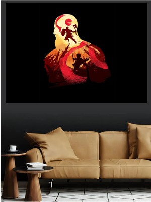 Mushen Studio God Of War Kratos Siluet Orman Aksiyon Kanvas Tablo