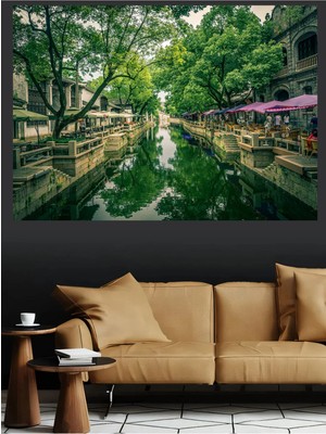 Mushen Studio Suzhou Antik Kanal Manzarası Kanvas Tablo