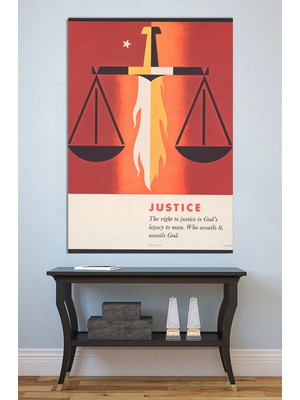 Mushen Studio Adalet Kılıcı ve Terazi Tablo - Retro Propaganda Tarzı Justice Poster Duvar Sanatı