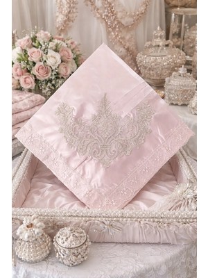 Dilex Bohça Çeyizlik Bohça Gelin Bohçası Damat Bohçası Saten Piliseli Beyaz Gri Gold Pudra