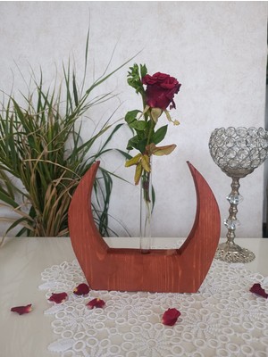 Ay Akdeniz Dekoratif Masa Sehpa Aksesuarı Ahşap Çiçeklik