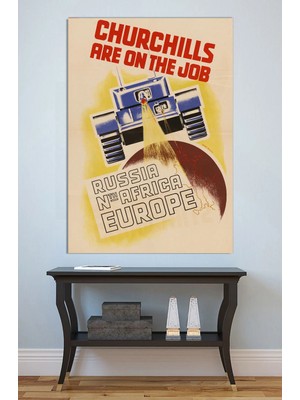 Mushen Studio Churchills On The Retro Propaganda Tablo - Rusya Afrika Avrupa Vintage Poster Duvar Sanatı