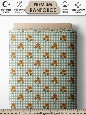 FabricsTown %100 Pamuk Ranforce Kumaş 100X240 cm 120 G/m² Dijital Baskı Premium Patchwork ve Dikiş