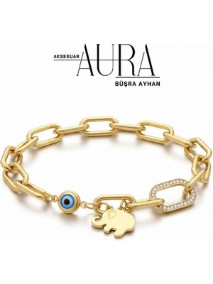 Büşra Ayhan Zirkon Taşlı Gold Renk Xuping Kadın Bileklik