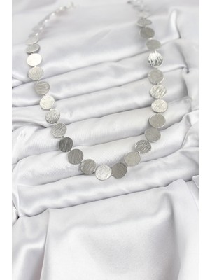 Skygo Yuvarlak Plaka Model Gümüş Renk Kadın Kolye - TJ-BKO10826